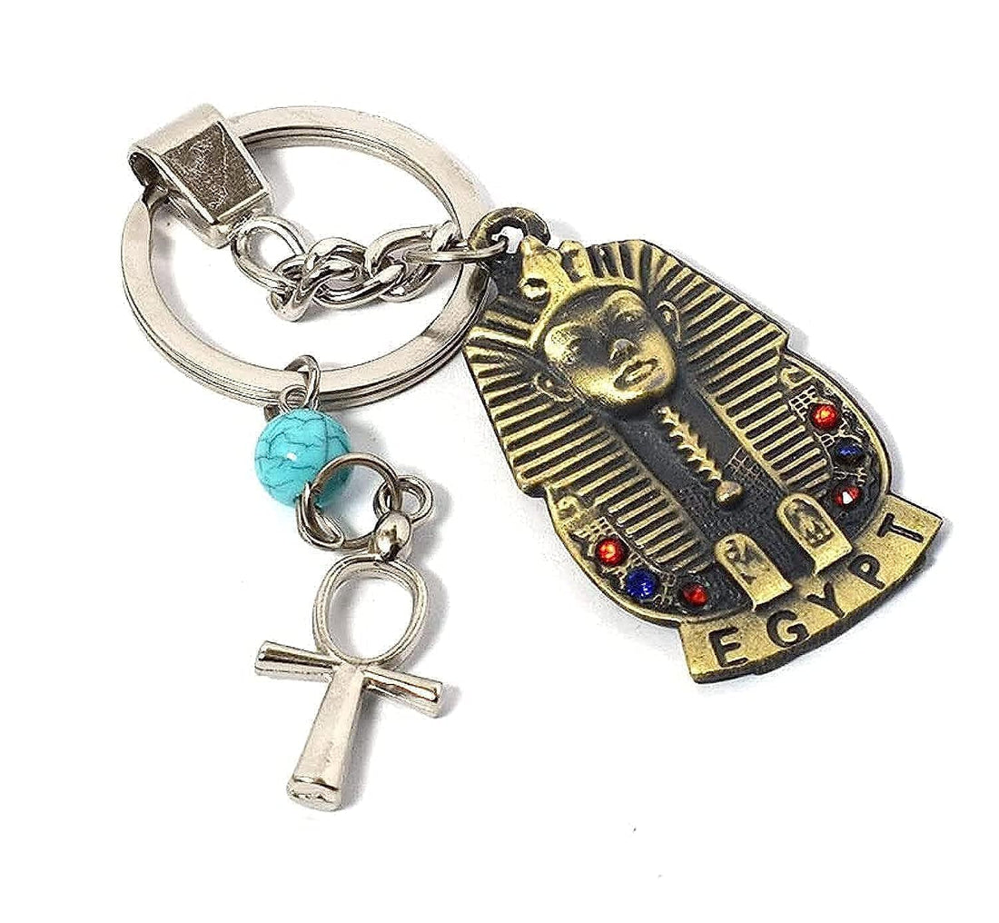 immatgar pharaonic king Tutankhamun keychain key ring ancient Egyptian souvenirs gifts for men and women from egypt (Burnt Yellow2