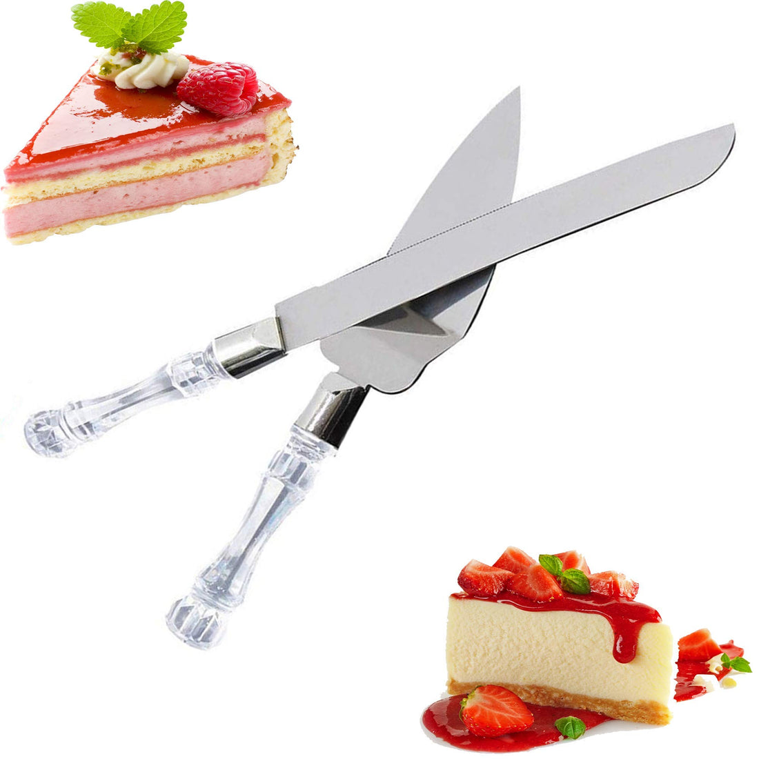 Portal Cake Knife & Serving Set - Stainless steel Cake and Pie Server Knife and Spatula (Set of 2) - Cake Cutting Set for Birthday, Engagement, Xmas Unique Gift