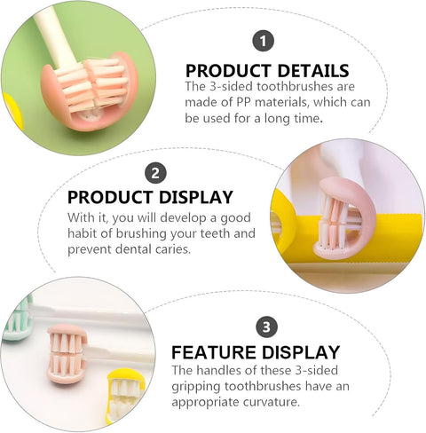 Adult Toothbrush - Soft Bristles for Gentle Care, 3-Sided Design for Men and Women, Multiple Color Options