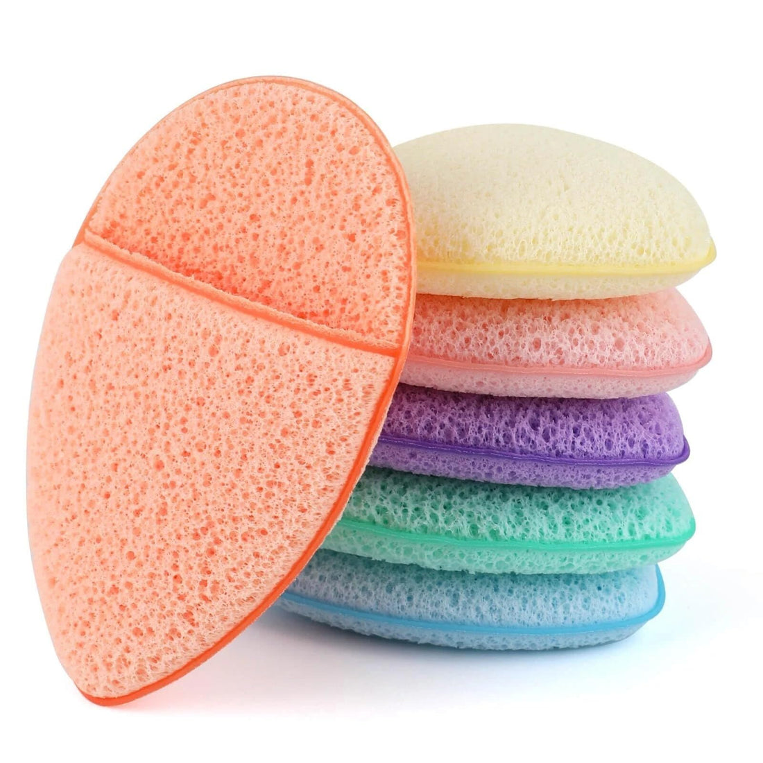 Teardrop Shaped Exfoliating Face Sponge – Remove Makeup, Dirt, Oil – Soft & Flexible – Reusable – Finger Cover for All Skin Types