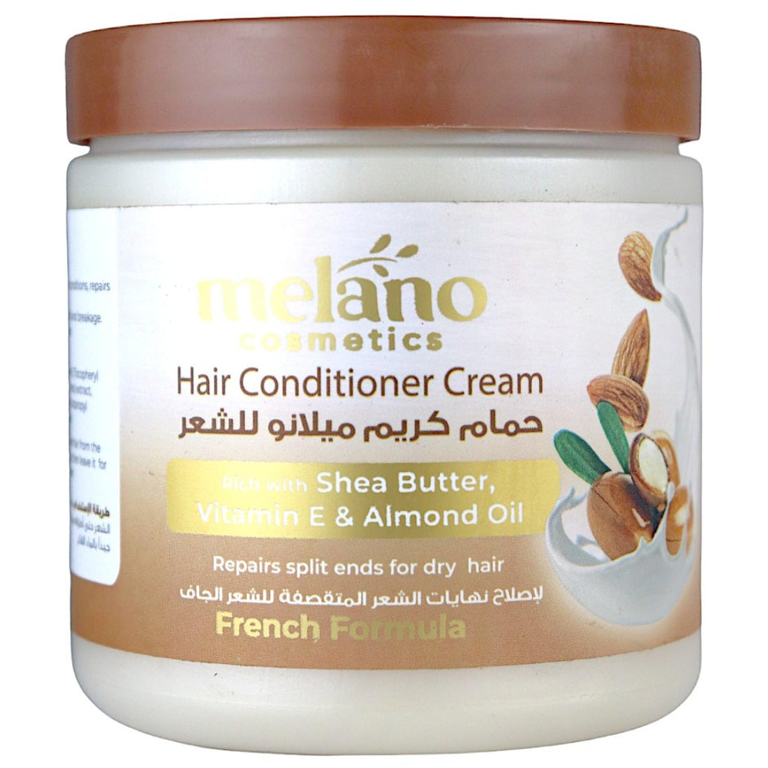 Melano hair conditioner cream 500ml with shea butter, vitamin e, & almond oil