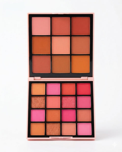 Carlla Rose Eyeshadow and Blusher Palette, 25 Colour Matte and Shimmer, Professional Makeup