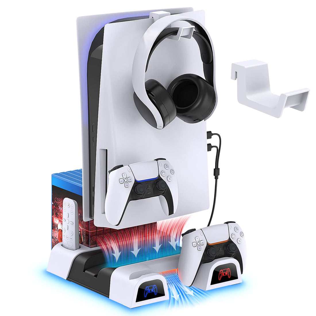 MENEEA PS5 Vertical Stand Cooling Station with Headset Hanger