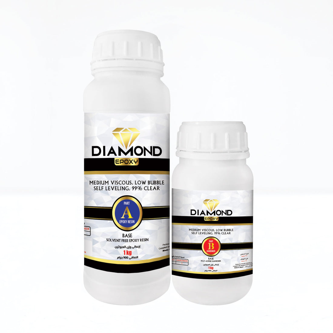 Diamond Epoxy Resin - Epoxy resin 2 kit, Total1kg - self leveling for table top,arts and crafts,casting up to 6mm,nonyellowing,no cracking Net 900g