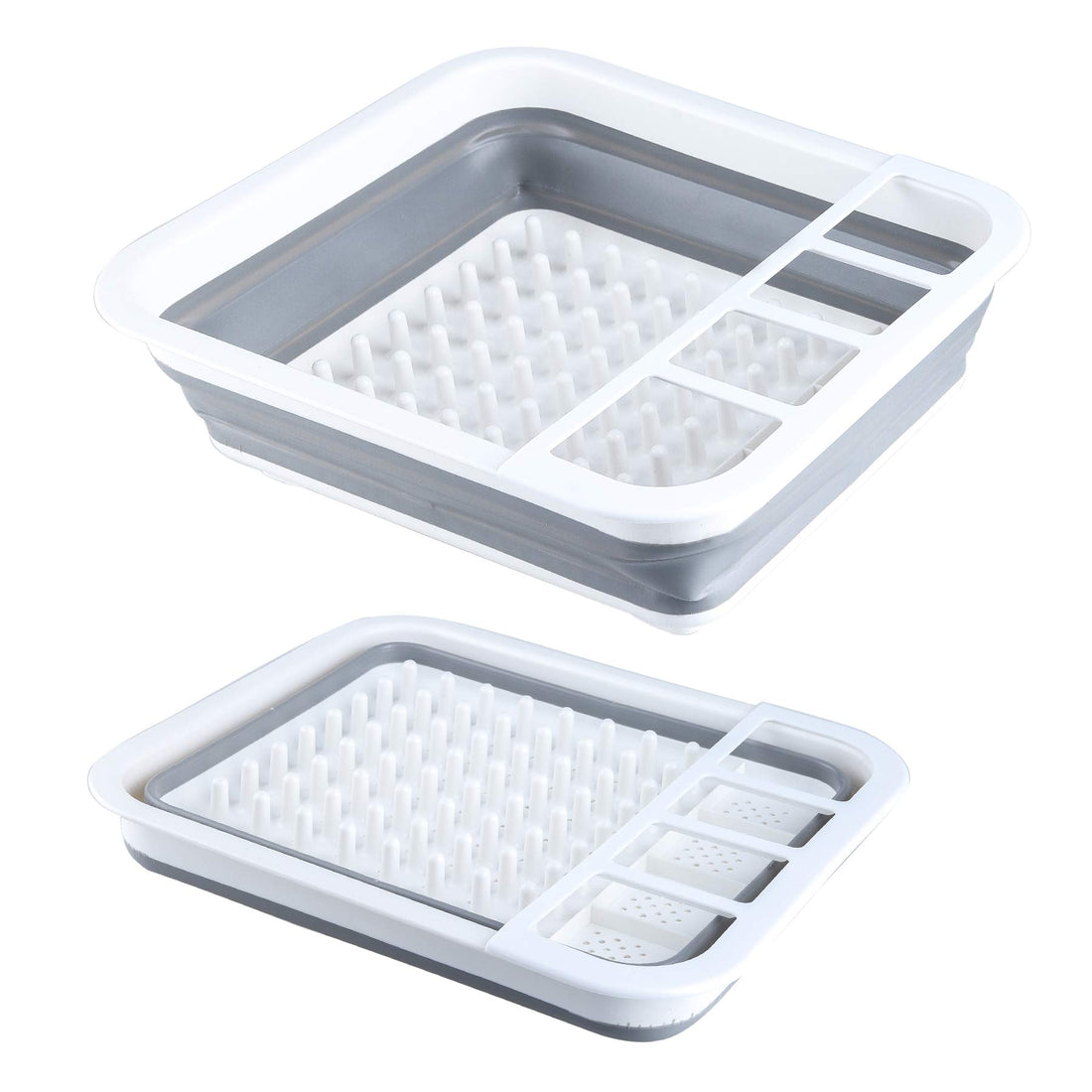 Xiigeegy Collapsible Dish Drainer Foldable Drying Rack Set Kitchen Drying Dish Rack Portable Sink Dish Organizer Popup and Collapse for Easy Storage Dinnerware Basket Space Saving (Gray)