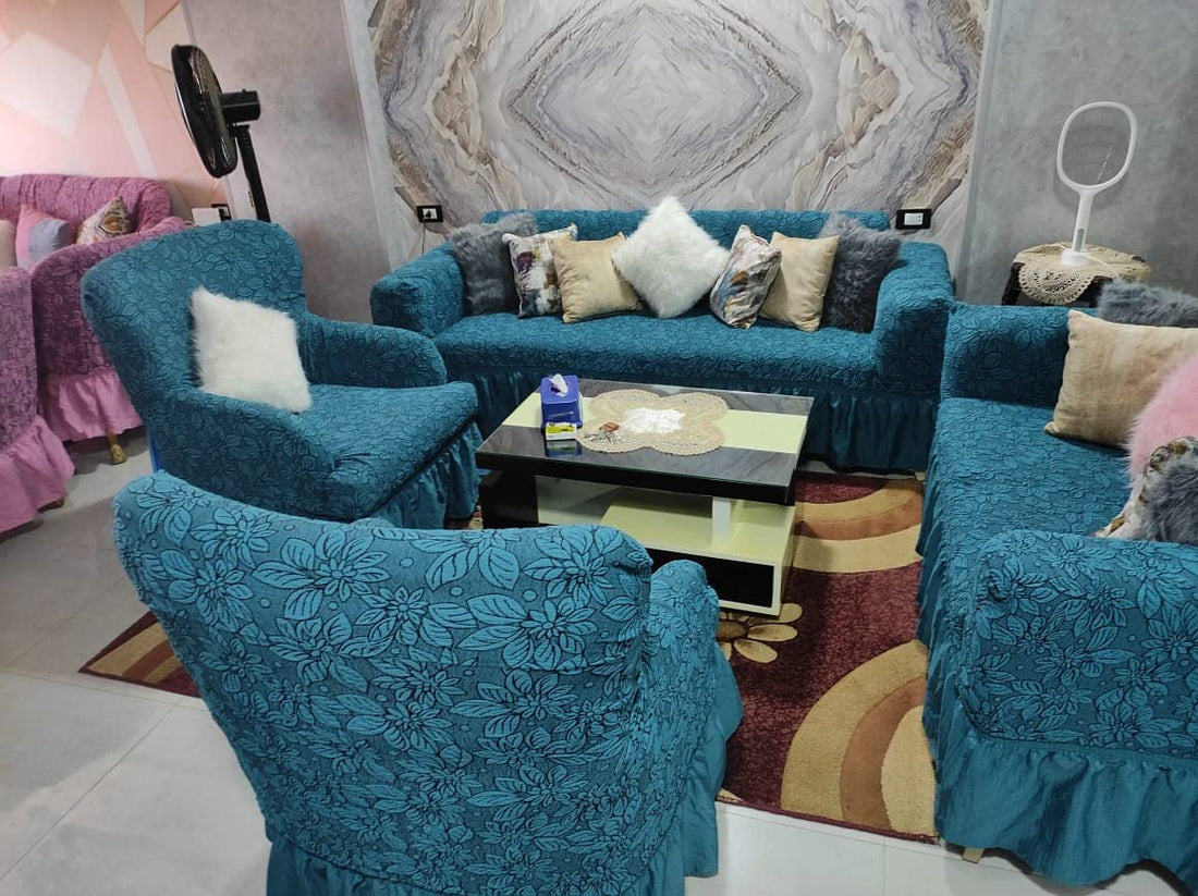 Year 4b Furniture Jacquard Texture Cover Large Couch and 2 Bajure Chair (High Beige)