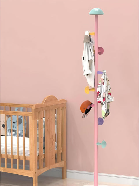 Portable Coat Organizer - Tall metal coat stand with mushroom hooks and a 30cm wide resin base, perfect for hallway, foyer, or living space for hanging garments and accessories