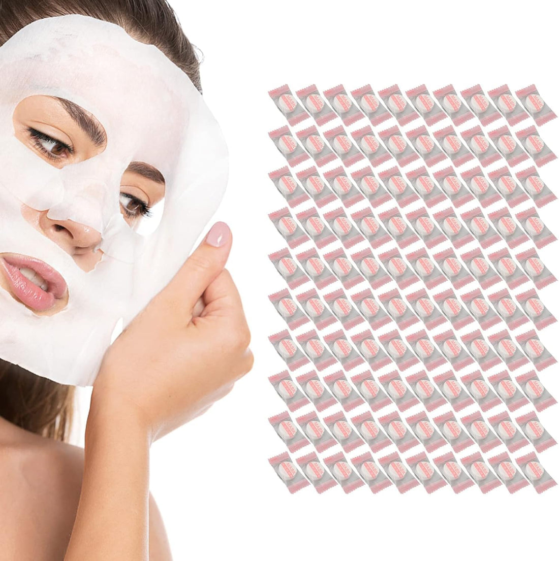 Facial Mask Sheet Paper WHITE Compressed Facial Mask Non-Woven Compressed Sheet Mask Skin Care DIY for Men and Women (pack of 100)