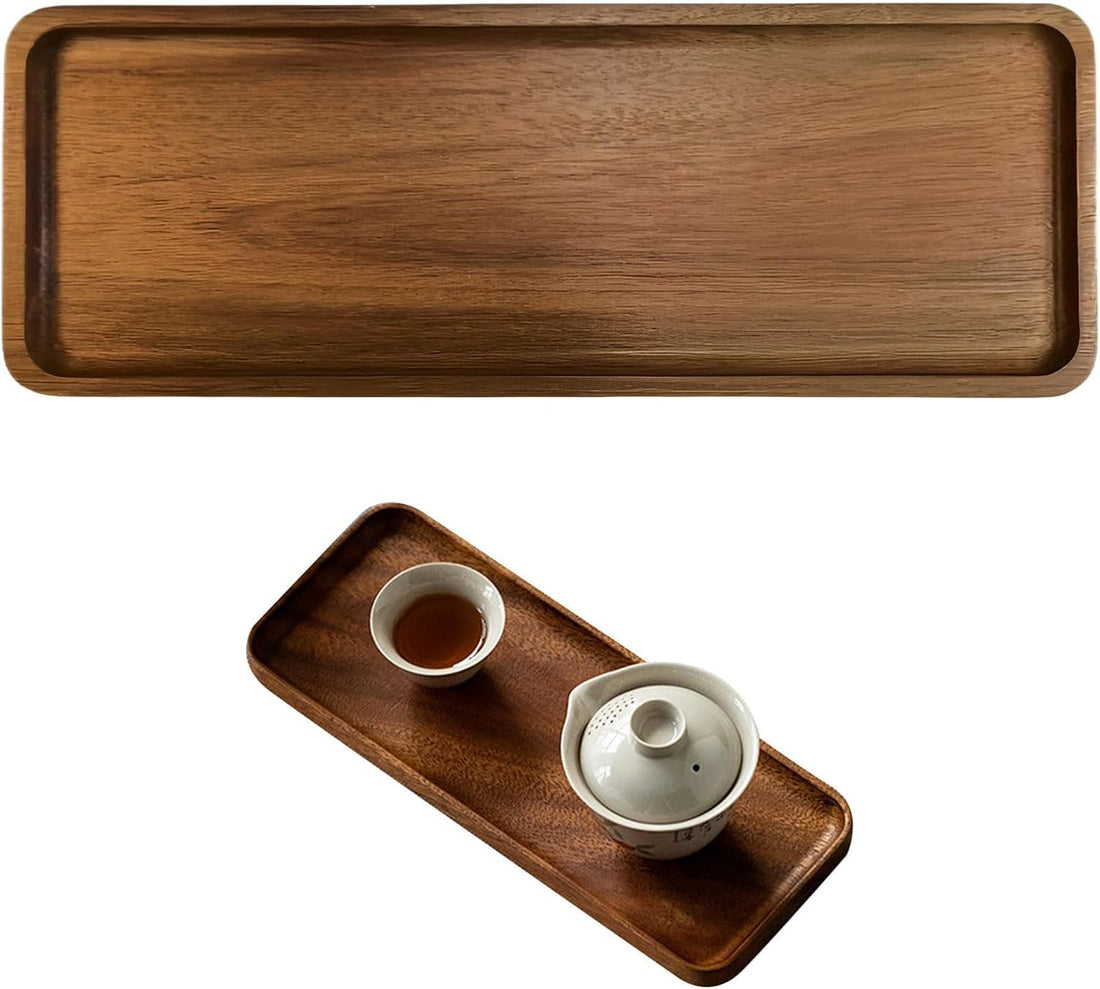 Tea Tray, Wooden Tray, Small Tray for Display Fruit Snacks Appetizer Sushi Food Decor, Wood Serving Tray, Tea Serving Plate, Drinks Tray Decorative Tray Food Trays for Lap(30x12CM)