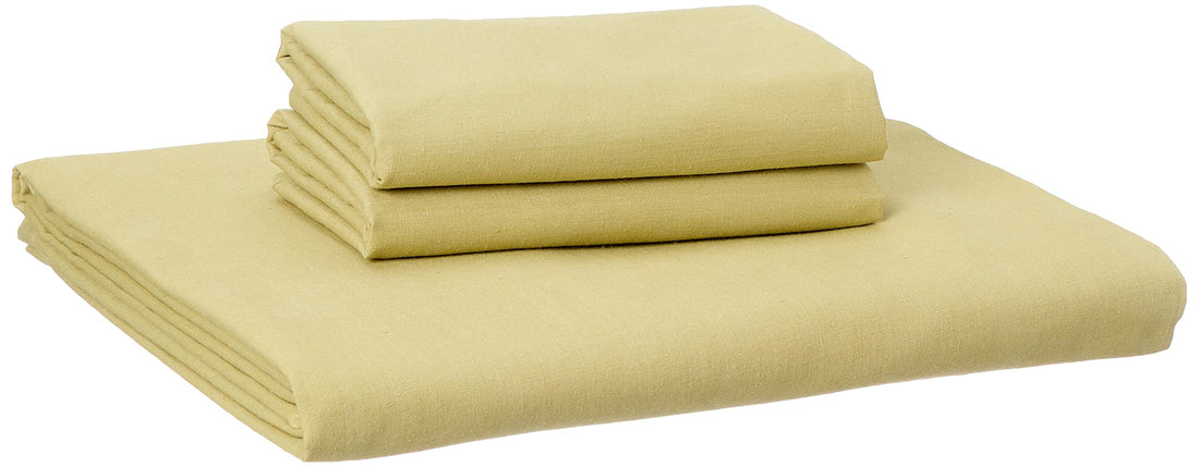 100% Cotton Flat Sheet Set 240cm x 260cm Flat Sheet + 2 Pillow Cases, Olive