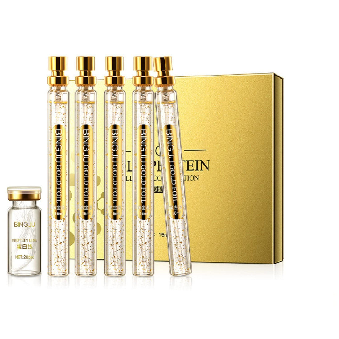 fashion mania Protein Thread Lifting Set, Soluble Protein Thread and Nano Gold Essence Combination, Absorbable Collagen Thread for Face Lift, Reverse Collagen Serum for Face (With 1 x Protein Thread)