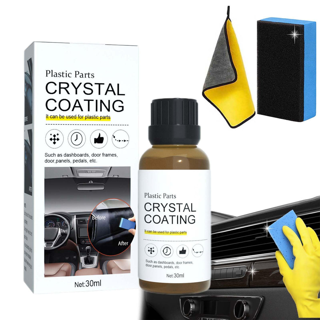 Cristal Coating para Plástico Del Carro, Crystal Coating for Car, Plastic Parts Crystal Coating, Crystal Coating for Car Plastic Parts (1Pc)