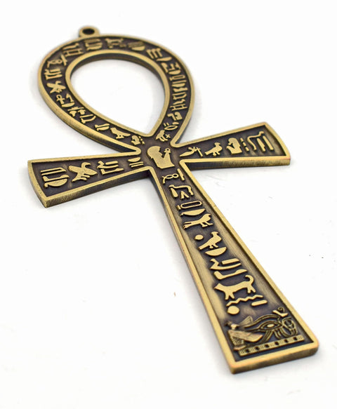 immatgar luxury pharaonic Statue ankh key from metal Egyptian souvenirs gifts from Egypt (Burnt Yellow - 12 CM Long)