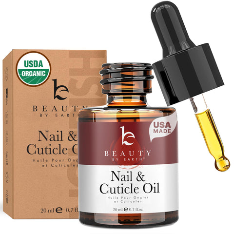 Beauty by Earth Organic Nail and Cuticle Oil - USA Made Nail Oil for Growth and Strength, Nail Treatment for Damaged Nails, Cuticle Repair and Nail Care
