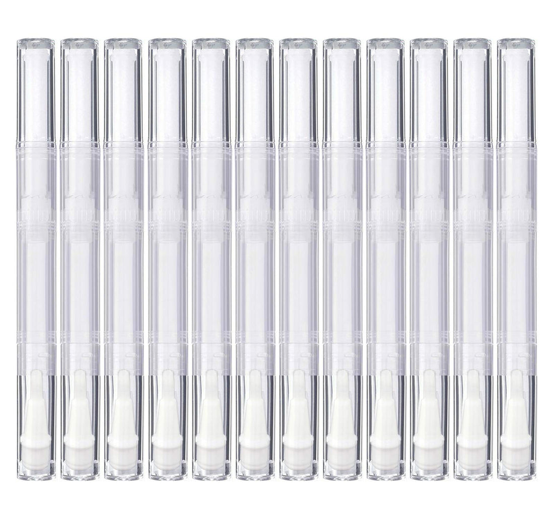 3 ml Transparent Twist Pens, Empty Nail Oil Pen with Brush Tip, Cosmetic Lip Gloss Container Applicators Eyelash Growth Liquid Tube, 12X
