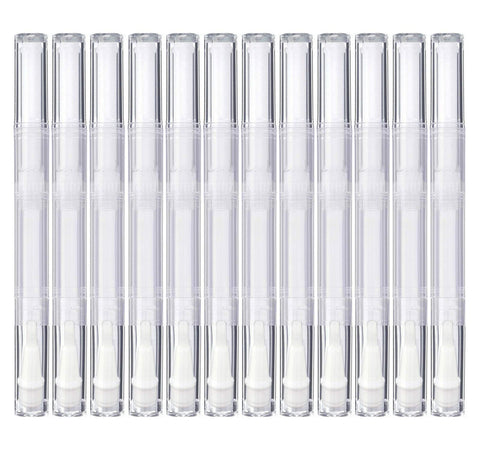 3 ml Transparent Twist Pens, Empty Nail Oil Pen with Brush Tip, Cosmetic Lip Gloss Container Applicators Eyelash Growth Liquid Tube, 12X