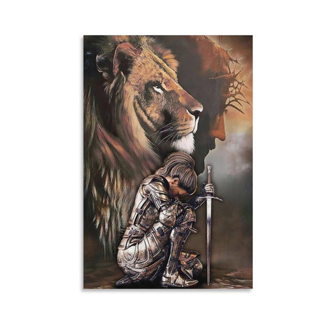Lion Woman Warrior, Woman Warrior of God, Lion of Judah, Religious Home Wall Art Deco Posters-gigapi Canvas Wall Art Prints for Wall Decor Room Decor Bedroom Decor Gifts 12x18inch(30x45cm) Unframe-s