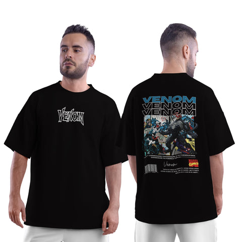 Venom Print Oversized T-Shirt for Men
