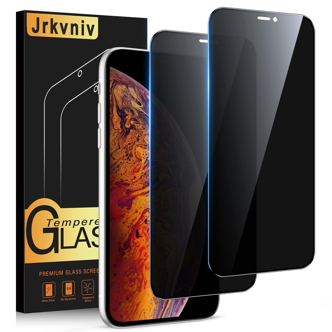 Privacy Screen Protector for iPhone XS Max Tempered Glass Anti Spy 9H Hardness Anti-Scratch Bubble-Free Ultra Resistant Anti-fingerprint Anti-Spy Screen Protection, Pack of 2