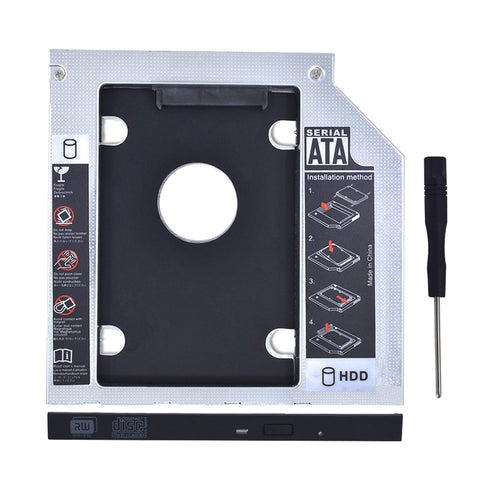 2nd 2.5'' SATA HDD SSD Hard Drive Disk DVD CD ROM Optical SuperDrive Caddy Tray for HP DELL Samsung ASUS Sony ACER Lenovo MSI Gateway (9.5mm Sata Universal Caddy)