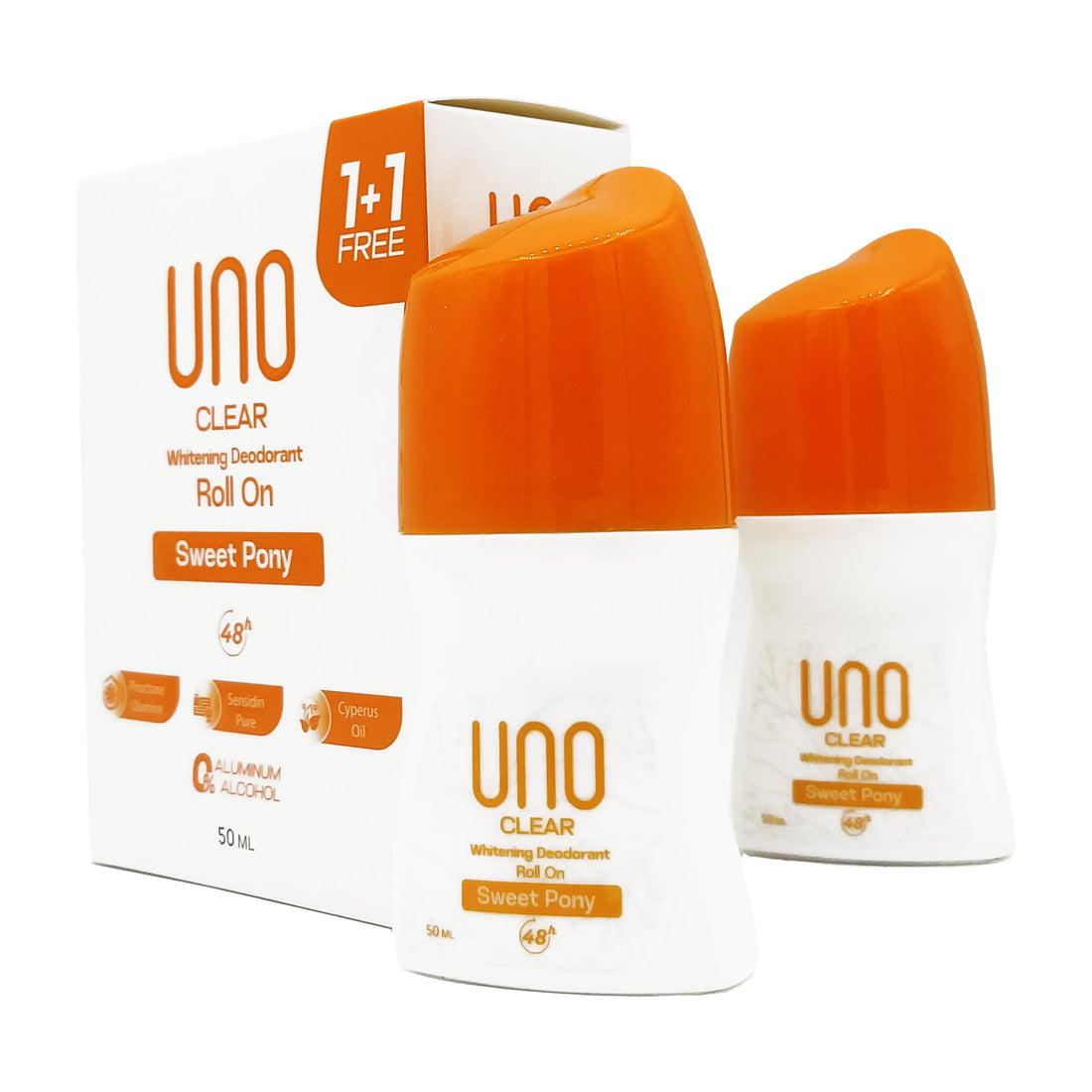 UNO Clear Whitening Creamy Deodorant Roll On (Pack Of 2) With The Scent Of Sweet Pony - 50 ml