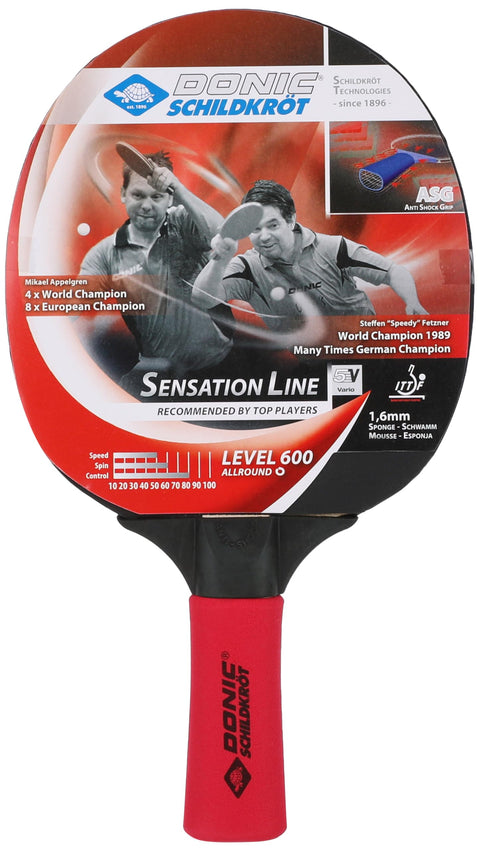 Schildkröt Donic Sensation Line Table Tennis Racket, Level 600 - Multi Color-16 CM X 14.5 CM