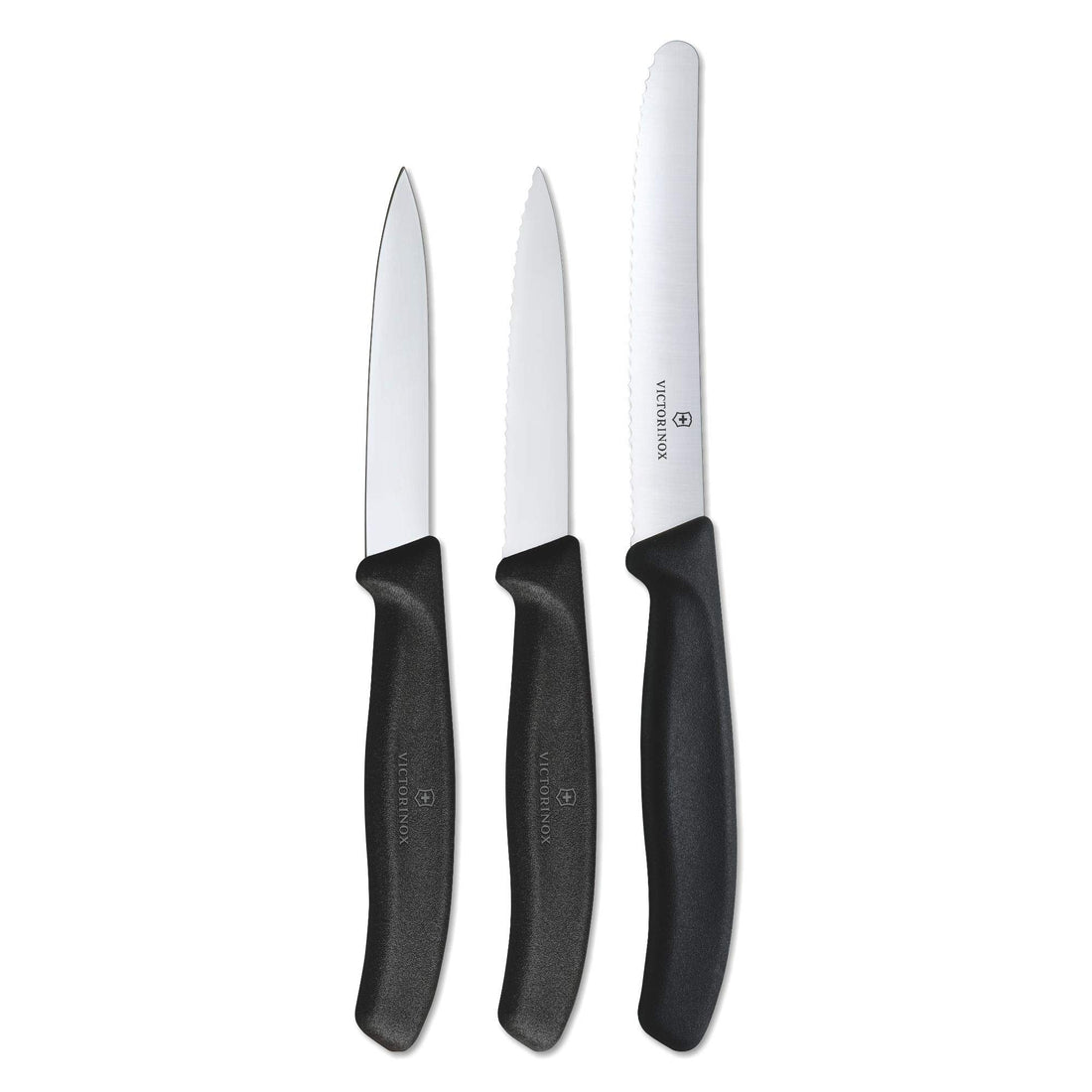 Victorinox Swiss Classic Vegetable Knives, Set of 3, 2 Vegetable Knives, 1 x Vegetable Knife, Swiss Made, Dishwasher, Black