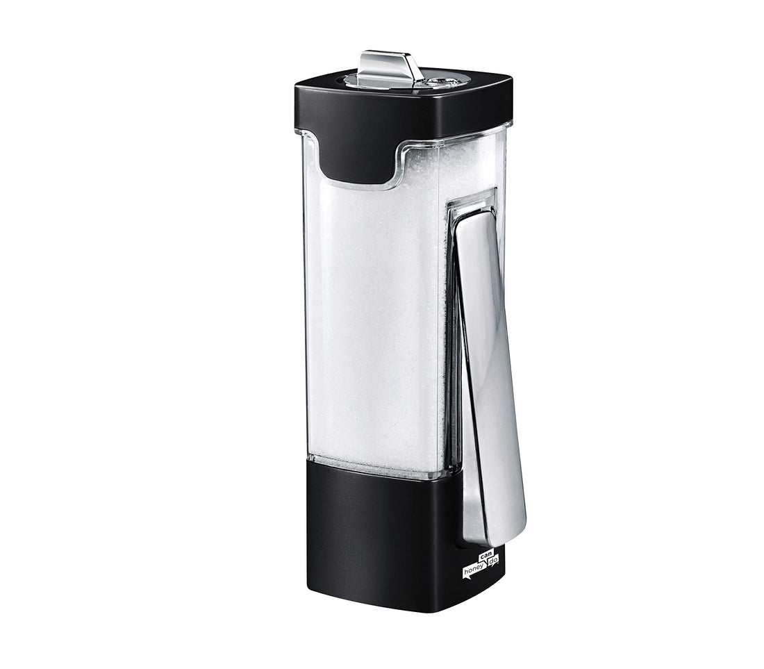 Zevro Honey-Can Indispensable Sugar 'N More Dispenser, Black/Chrome, 8 oz