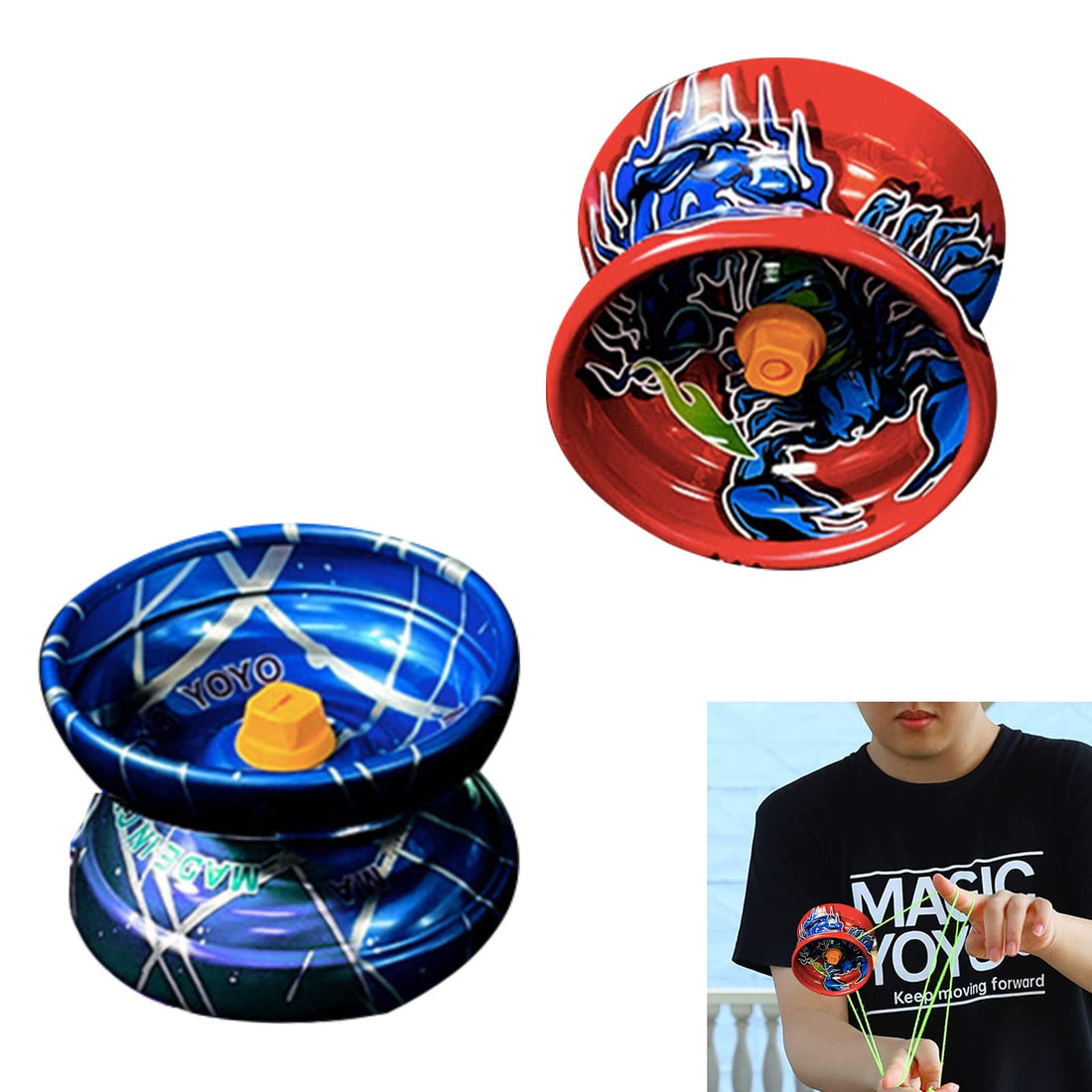 Professional Yoyo, Metal Yo Yo, Responsive Yo Yo, Yoyo Made of Aluminium Alloy for Children, Beginners Yo Yo for Children, Entertaining Yoyo, Suitable for Beginners, Children and Adults, 2 Pieces
