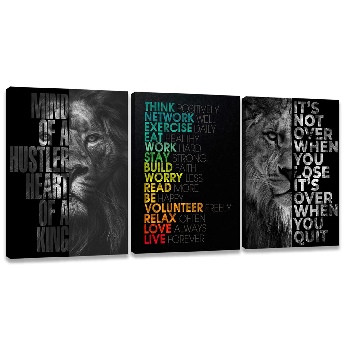 Halioyo Motivational Black Wall Art Decor Inspirational Posters Prints Canvas Picture Posters Artwork for Living Room Bedroom Home Office Decor 16inch x24inch x3pcs