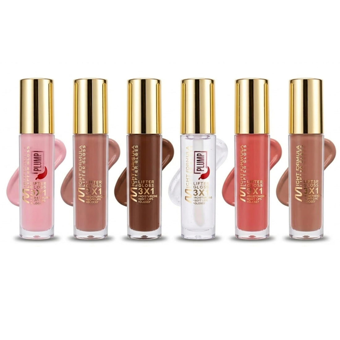 (Set of 6) Lip Gloss - Tinted Lip Moisturizer + Milky Gloss for Sensitive Lips - Non-sticky, high-shine jelly formula with a blend of nourishing oils. 4 colors + 2 LIP PLUMPING
