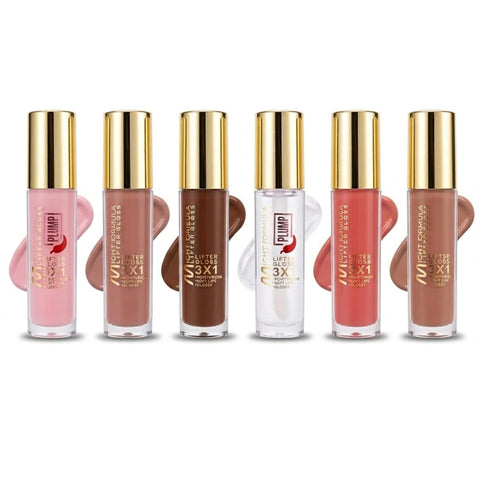(Set of 6) Lip Gloss - Tinted Lip Moisturizer + Milky Gloss for Sensitive Lips - Non-sticky, high-shine jelly formula with a blend of nourishing oils. 4 colors + 2 LIP PLUMPING