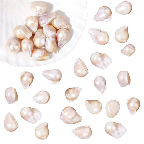NBEADS About 19~26 pcs Natural Cultured Freshwater Pearl Beads, 12~16mm Big Size Freshwater Pearl Beads Teardrop Loose Freshwater Pearl Charms for Craft Pendant Jewelry Making
