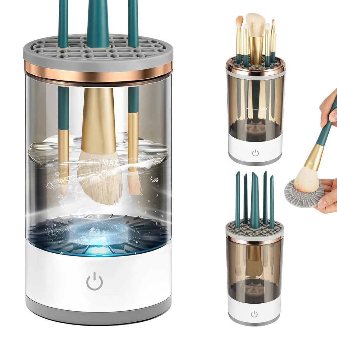 Makeup Brush Cleaner, Electric Makeup Brush Cleaner Machine, Automatic Spinning Cosmetic Brush Cleaner Fit for All Size Makeup Brush, Great Gift for Women Girls