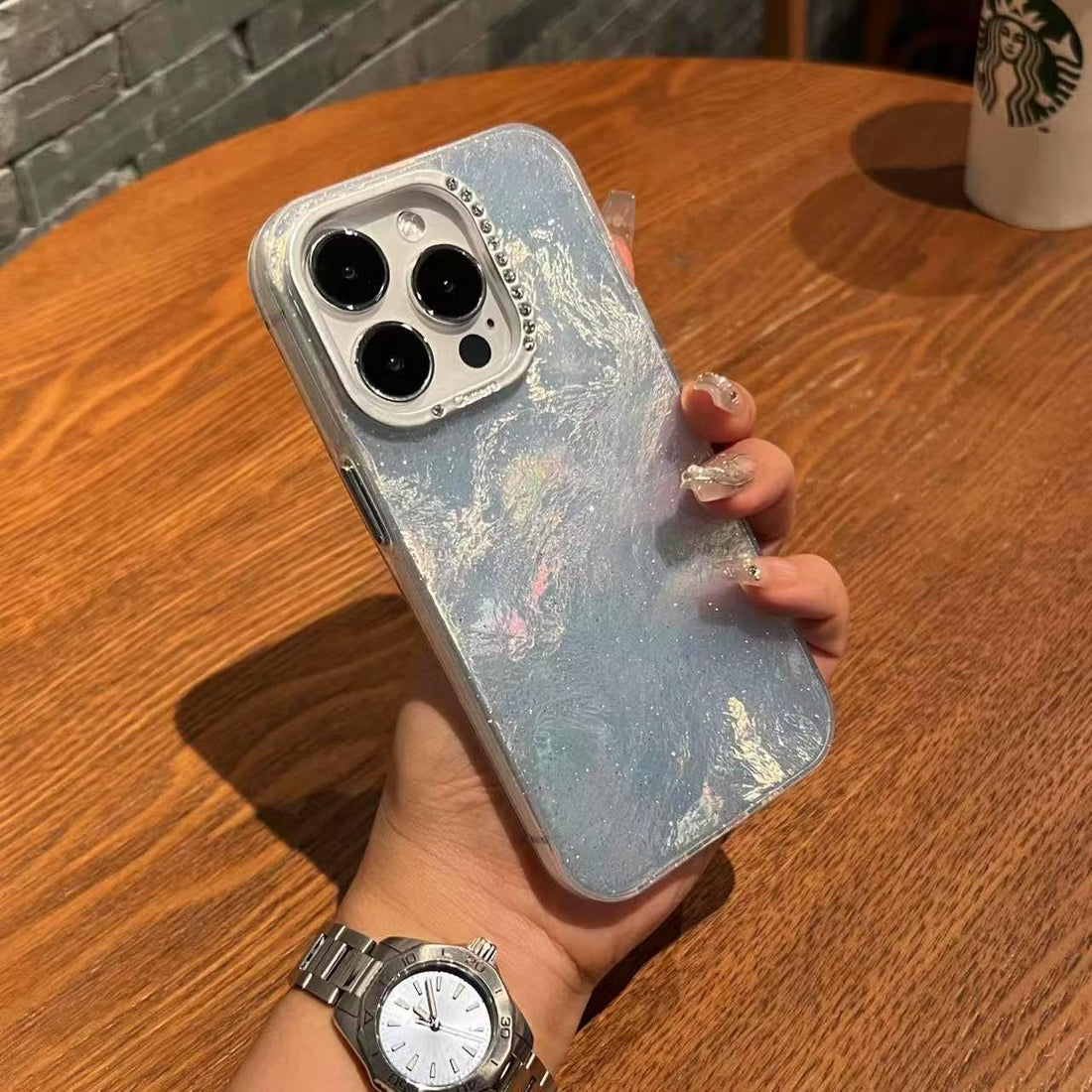 Eco Case for iPhone Star Diamond Raised Camera Protection New Case 2025, Trendy 3D Aesthetic Water Ripple Mirror Glitter Colorful Mobile Fancy Cover for iPhone (Shiny Silver, iPhone 14 Pro Max)