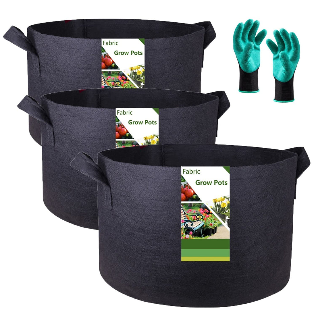3-Pack 30 Gallon Thickened Plant Grow Bags Big (24x16 inch) Reusable Fabric Plant Pots for Tomato,Potato Planter,Flower Pot,Herbs Veggies Plant Bags,Barrel Planter,Yard Waste Bags,Leaf Bags w/Gloves