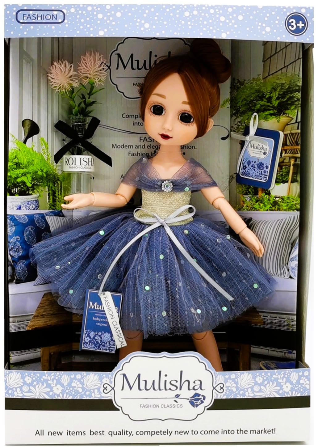TOYS LAND Mulisha Fashion Doll, 29-CM Jointed Doll With A Stylish Dress And Silky Long Hair, Mulisha Fashion Classical Collection Doll A Best Birthday Gift for Girls Kids Age 3+ Years (QJ108C)