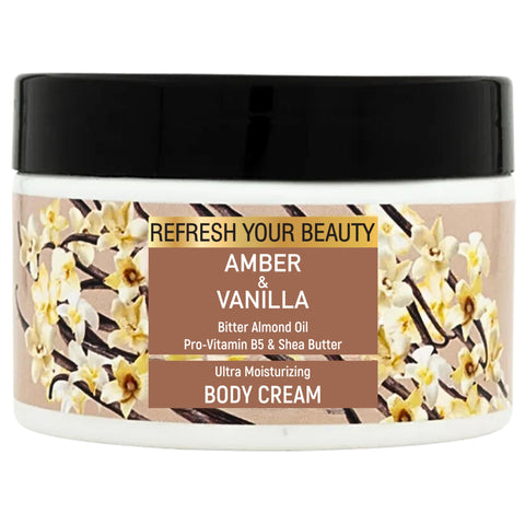 Vanilla & Amber Rich Body Cream - Bitter Almond Oil, Shea Butter, Glycerin, Panthenol and Vitamin E provide enhanced nutrition - nutrition-rich formula,