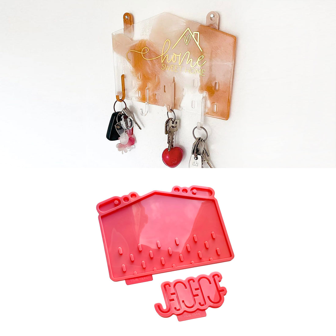 "Home Sweet Home" Silicone Mold for Resin Epoxy – Making Welcome Signs with Key Hooks and Wall Hanging Board for Storage – by MelbMolds