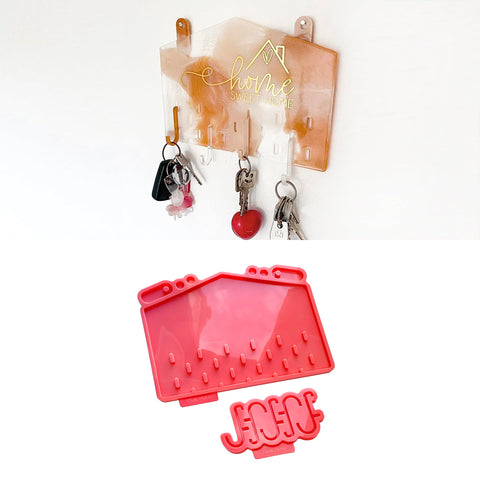"Home Sweet Home" Silicone Mold for Resin Epoxy – Making Welcome Signs with Key Hooks and Wall Hanging Board for Storage – by MelbMolds