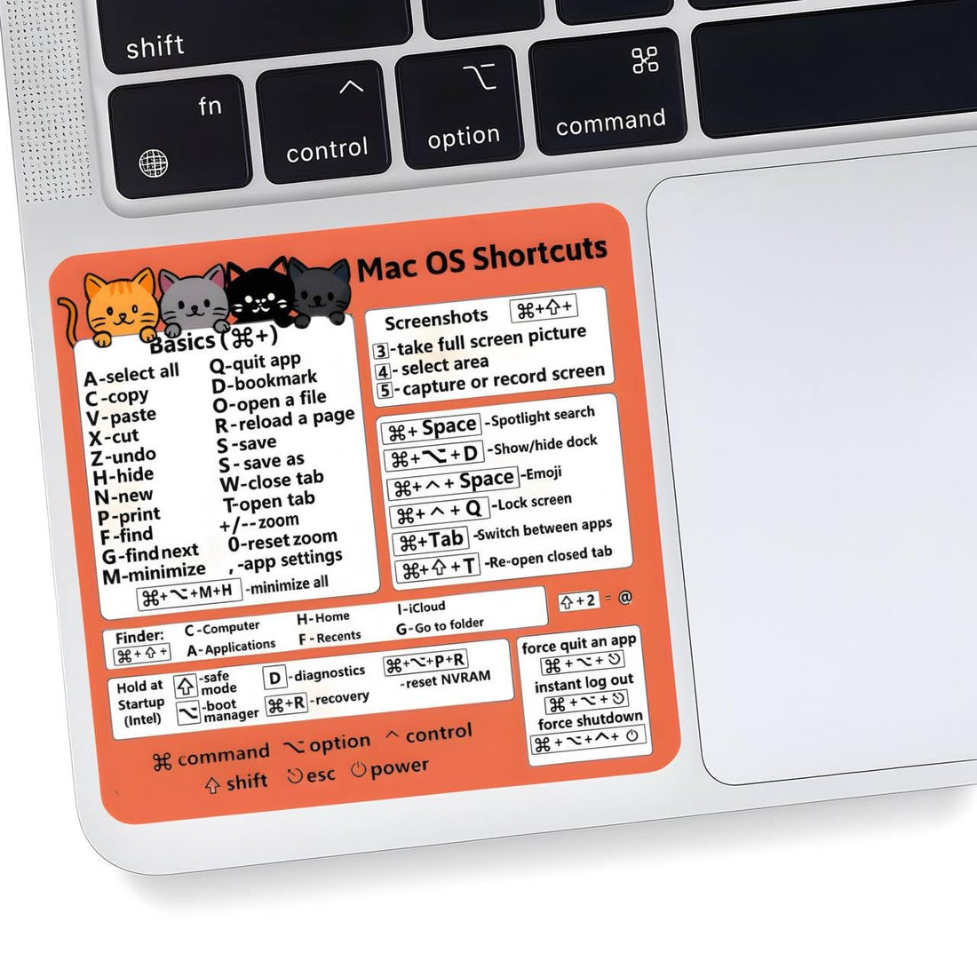2PCS Laptop Shortcut Stickers â€“ Cute Cat Design Keyboard Shortcut Guide â€“ Trackpad Labels Compatible with macOS Devices â€“ Study & Work Quick Access Stickers â€“ Removable Sticker Paper Labels