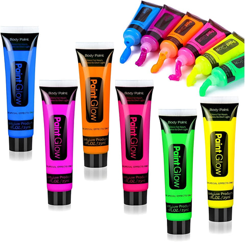 Glow in The Dark Paint UV Fluorescent Neon Face Body Paint, Glow Neon Colors for Dark Party, Makeup, Festival, Luminous Watercolor Paint for Adults and Kids 14.2ml (Purple)