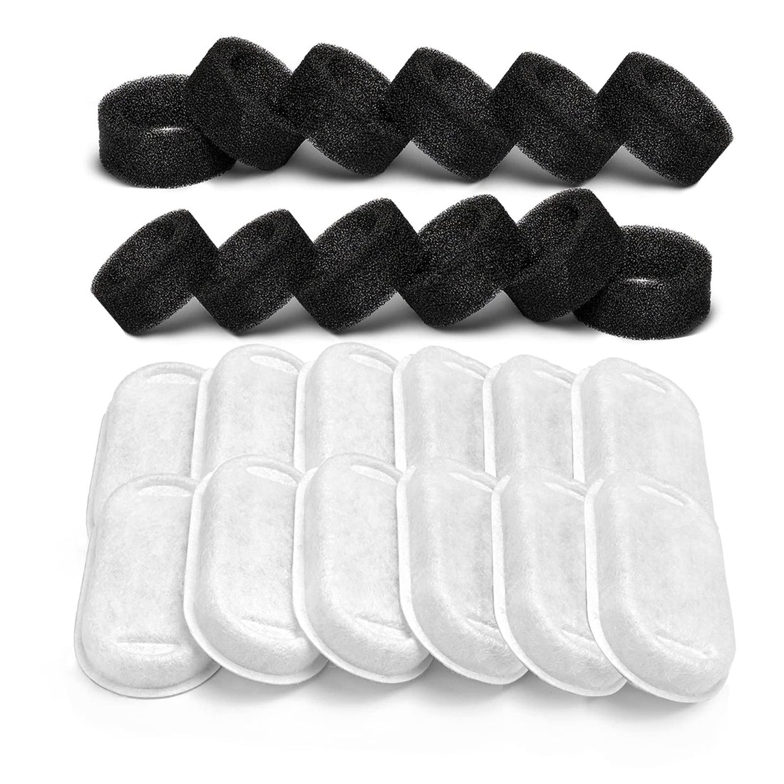 SOOFPET Cat Water Fountain Filters, 24 Pieces (12 Carbon + 12 Sponge), Replacement for 3.2L Stainless Steel Fountain