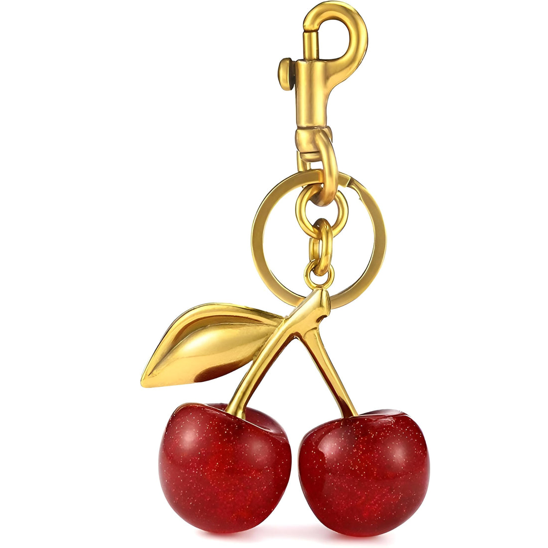 Medallion-charming cherry red keyring with spring ring, elegant and cute charm bag, suitable for women and girls, perfect for adding a playful style