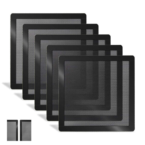 Computer Cooler Fan Dust Filter, Dustproof PVC Cover Mesh Magnetic Frame, Mesh Cover Black Radiator Filter 5-pack (120 * 120mm)