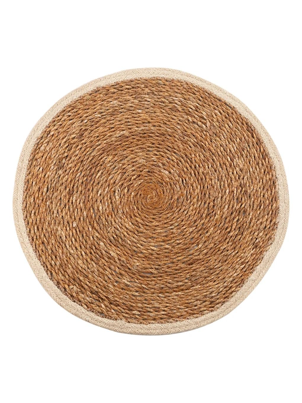 Plan A Rattan Woven Table Coaster 35cm Natural Handmade Farmhouse Table Runner Braided for Dining Table Home Wedding Party (Beige Edge)