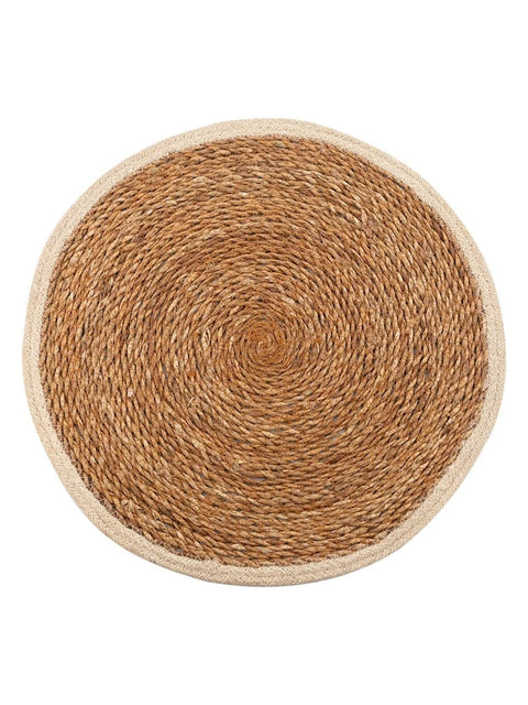 Plan A Rattan Woven Table Coaster 35cm Natural Handmade Farmhouse Table Runner Braided for Dining Table Home Wedding Party (Beige Edge)