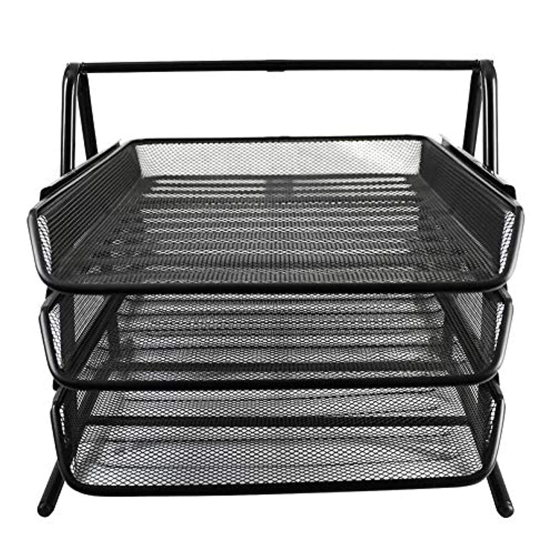 Metal document trays office mesh file paper letter tray organiser holder- black