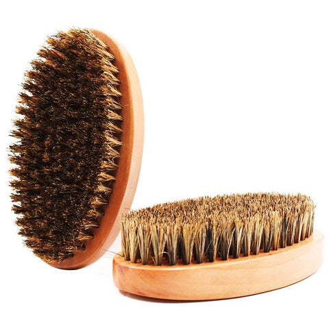 2pcs Beard Brush for Men,Facial Hair Brush for Men Mustache Grooming and Travel(Wooden,Brown)