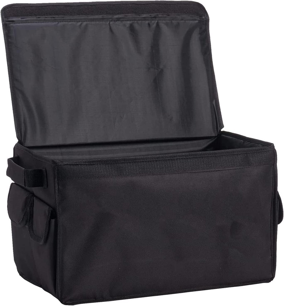 Portable Car Trunk Storage Organizer - Collapsible, Black, Practical, 3-Compartment, SUV, Auto, Truck, Home, Carrying Handles, Adjustable Anchoring Straps
